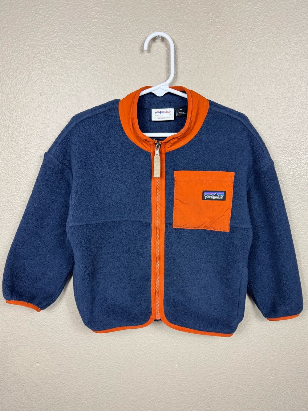 Patagonia Synchilla Zip Up Fleece Navy Orange Toddler